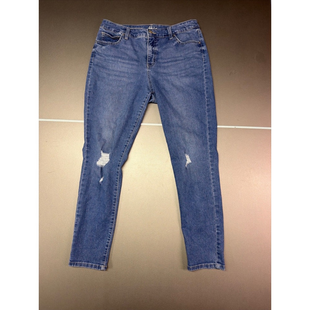 Style & Co Womens Curvy Skinny Leg Distressed y2k Denim Jeans Blue Size 12